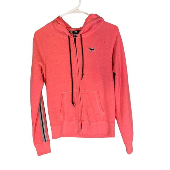 Victoria's Secret PINK Pink Hooded Athletic Full Zip Jacket Women Sz XS - Picture 1 of 10